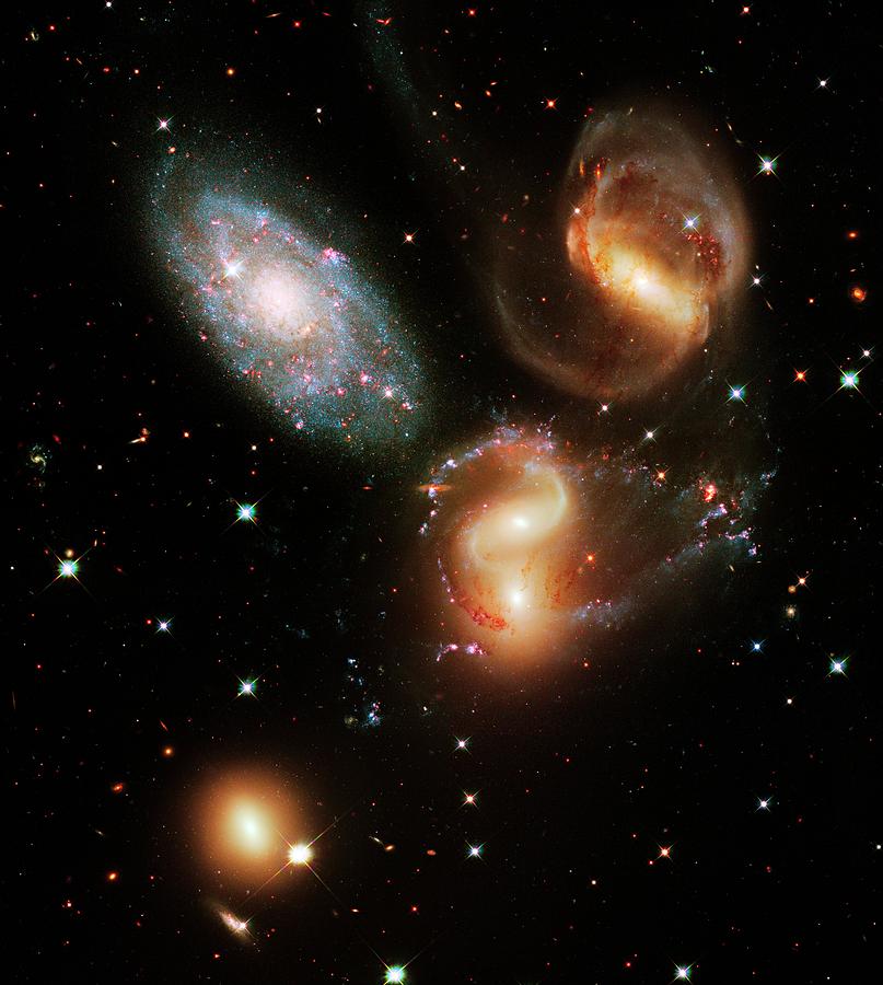 Space Photograph - Stephans Quintet Galaxies by Nasa/esa/stsci/hubble Sm4 Ero Team/science Photo Library