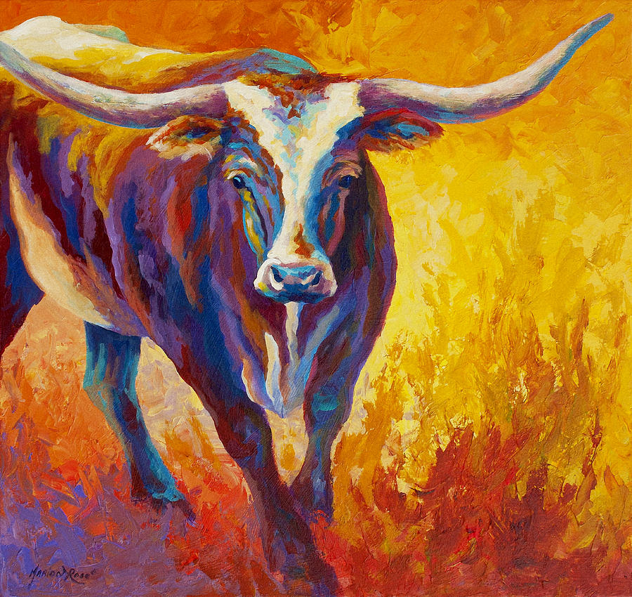 Longhorn Painting - Stepping Out - Longhorn by Marion Rose