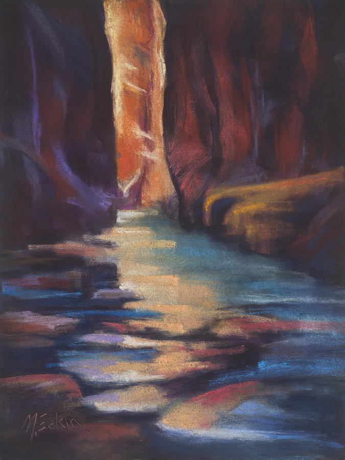 Stepping Stones Zion Canyon Painting by Marjie Eakin-Petty