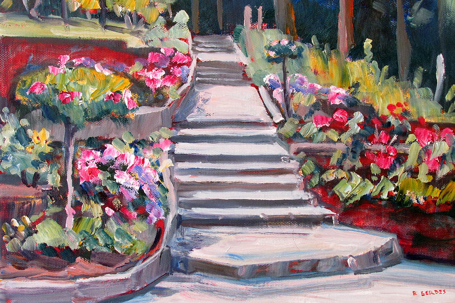 Steps in the Rose Garden Painting by Robert Gerdes - Fine Art America