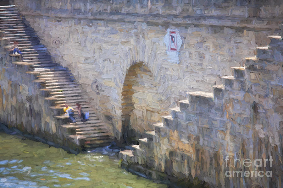 Steps Photograph - Steps on Seine riverbank by Sheila Smart Fine Art Photography