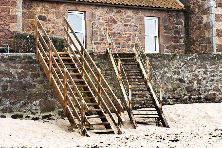 Architecture Photograph - Steps to beach by Tom Gowanlock