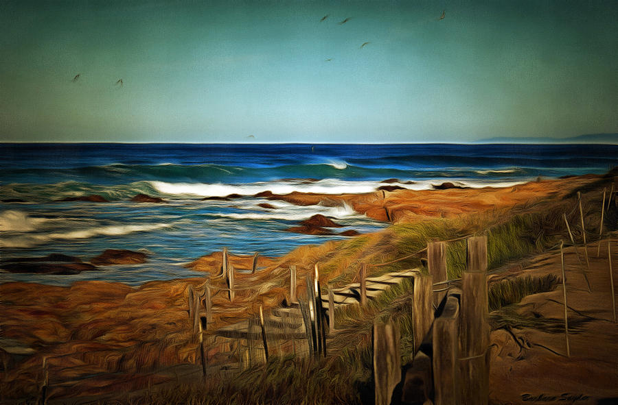 Steps To The Sea Digital Painting by Barbara Snyder