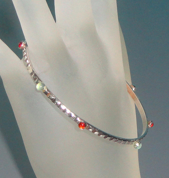 SOLD - Sterling Silver Bangle with Gems Jewelry by Robin Copper
