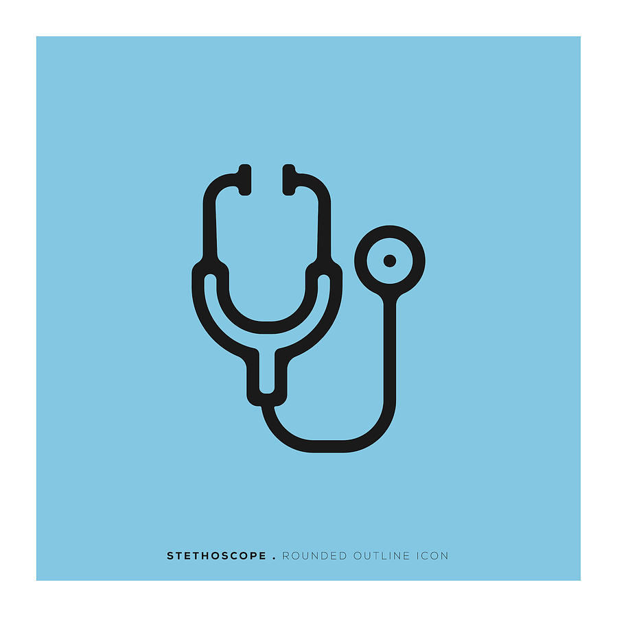 Stethoscope Rounded Line Icon Drawing by Enis Aksoy