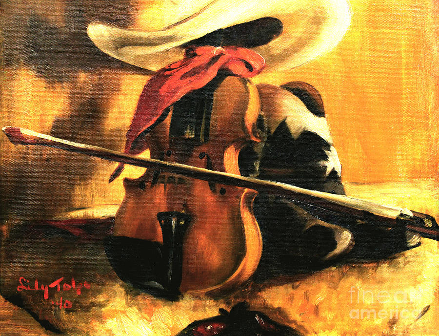 Stetson - Fiddle - Boots  Painting by Art By Tolpo Collection