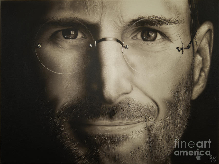 Apple Painting - Steve Jobs by David Johnson
