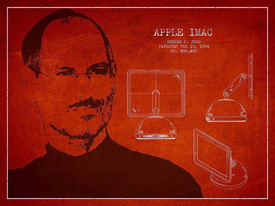 Steve Jobs Portrait Digital Art - Steve Jobs Imac Patent - Red by Aged Pixel Steve Jobs Portrait Digital Art - Steve Jobs Imac Patent - Red by Aged Pixel