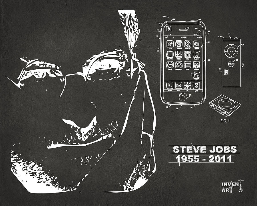 Steve Jobs iPhone Patent Artwork Gray Digital Art by Nikki Marie Smith
