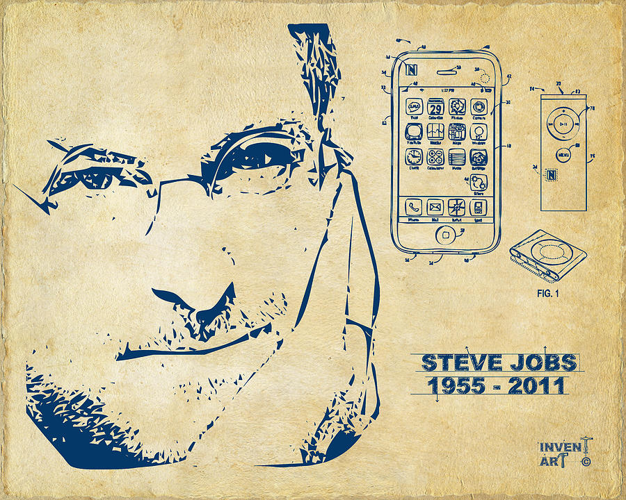 Steve Jobs iPhone Patent Artwork Vintage Digital Art by Nikki Marie Smith