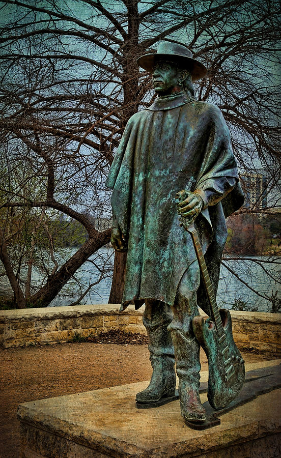 Stevie Ray Vaughan Statue with Texture Photograph by Judy Vincent