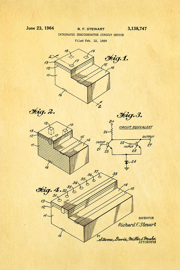 Stewart Integrated Circuit Patent Art 1964 Photograph by Ian Monk