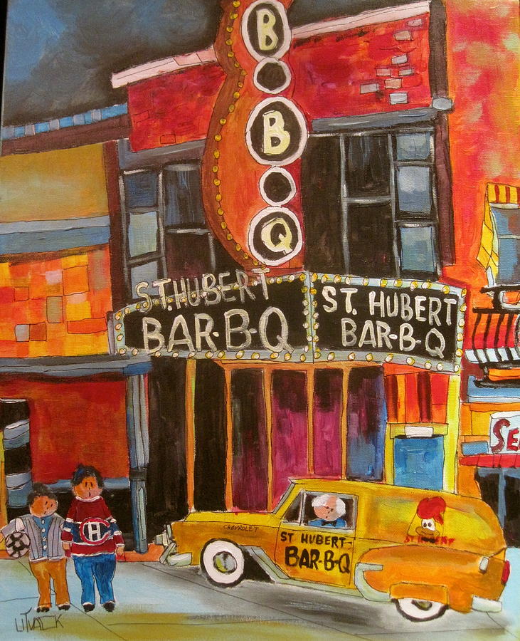 St.Hubert Bar-B-Q Painting by Michael Litvack