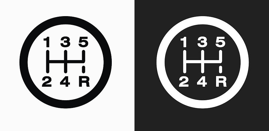 Stick Shift Icon on Black and White Vector Backgrounds Drawing by Bubaone
