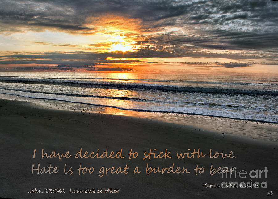 Stick with Love  on a Beach Sunrise Photograph by Sandra Clark