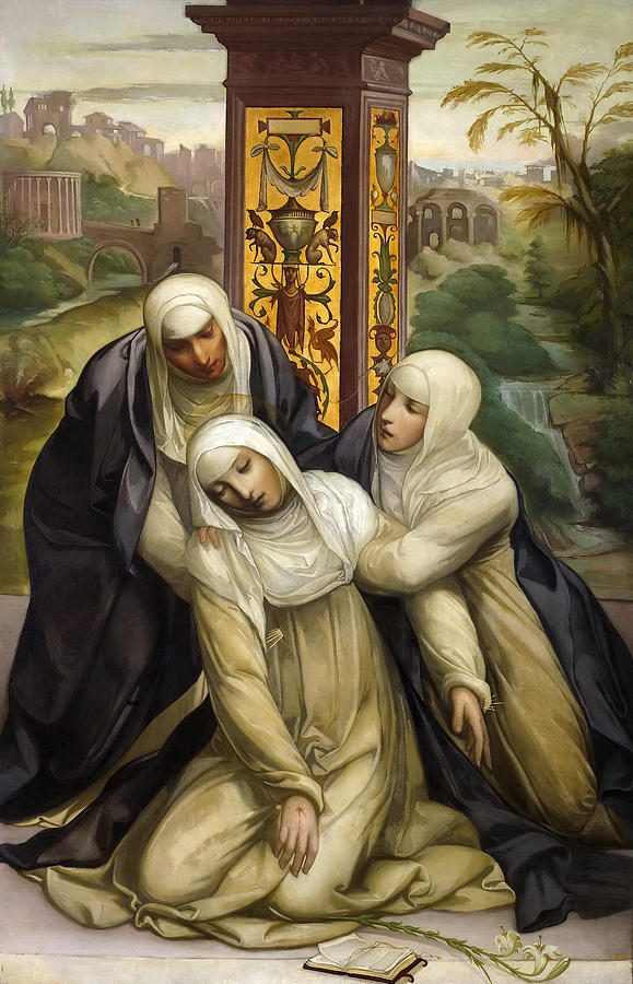 Stigmatization of St. Catherine of Siena Painting by Eduardo Rosales