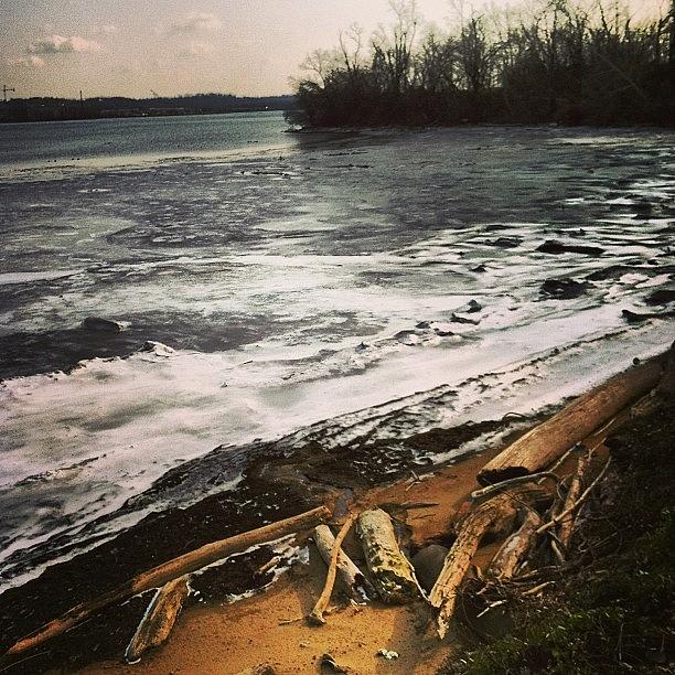 Nature Photograph - Still Icy Over The Potomac #instagood by Chanda Causer