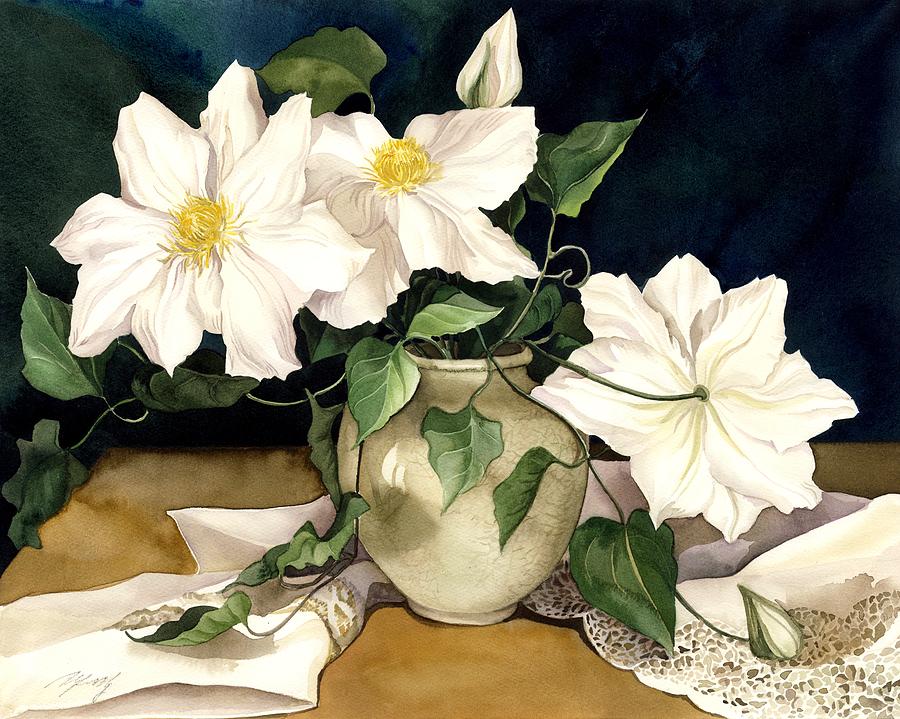  Clematis  With Lace Painting by Alfred Ng