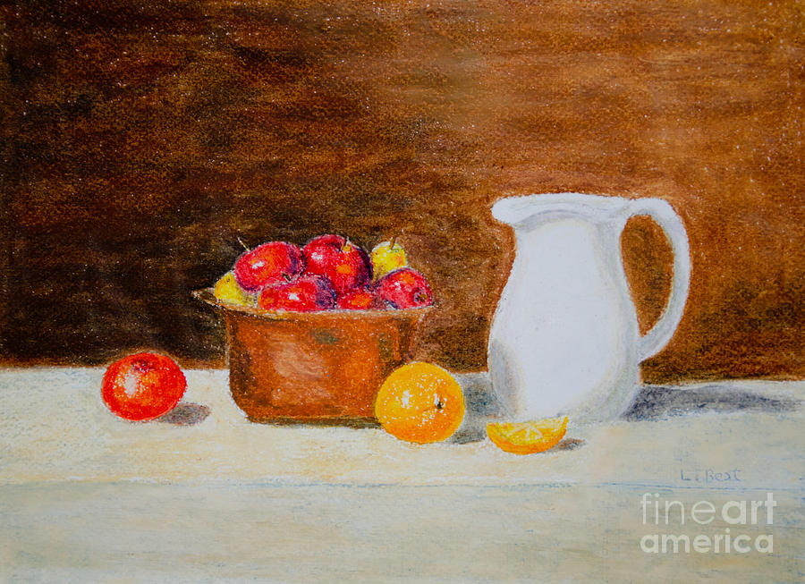 Still Life Apples and Oranges Pastel by Laurel Best