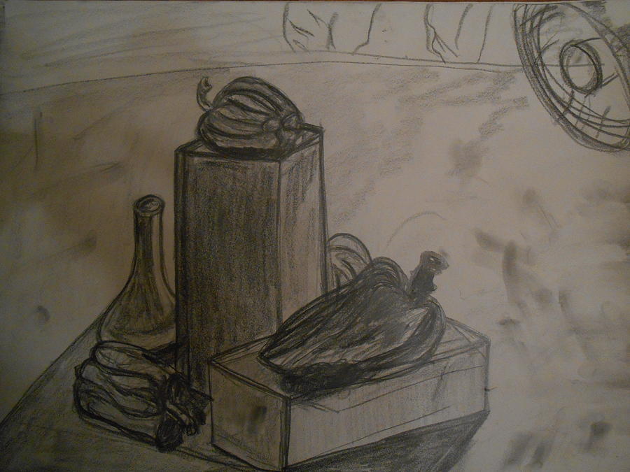 Still Life Drawing with Bell Peppers Drawing by Shea Holliman
