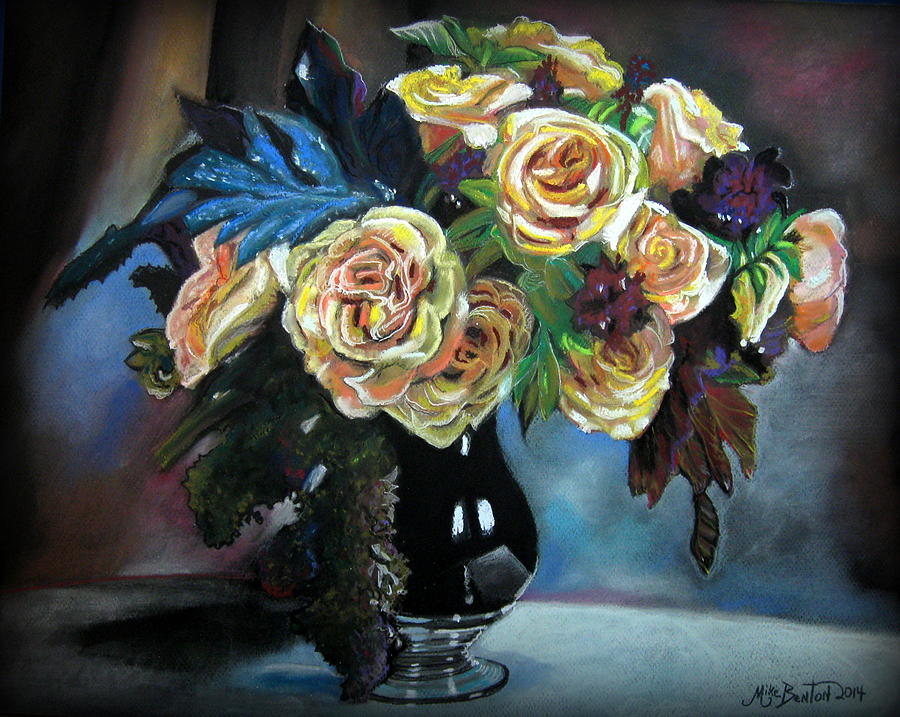 Still Life Flowers Pastel by Mike Benton