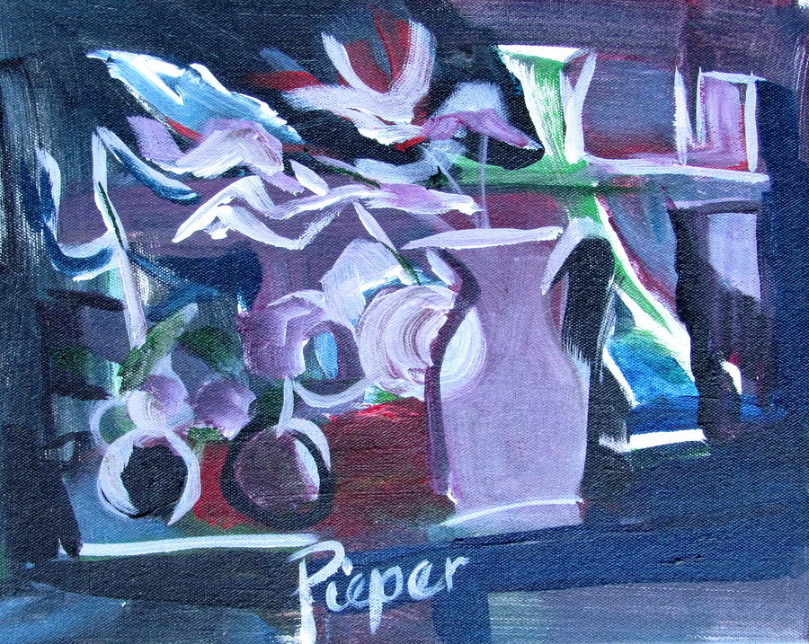 Still Life in Lavender and Blue Painting by Betty Pieper