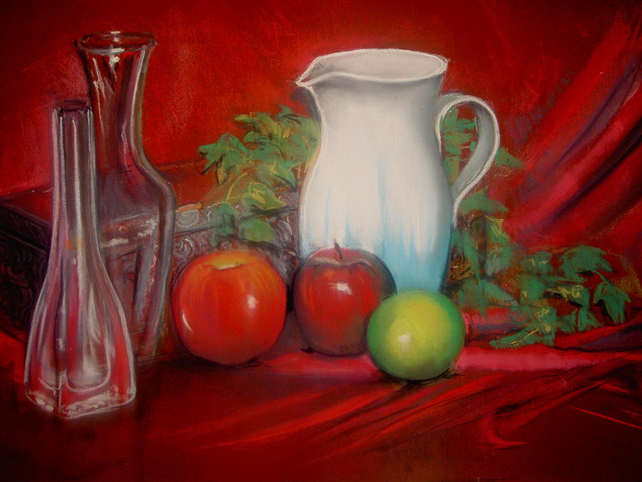 Still Life In Red Pastel By Fran Hines - Fine Art America