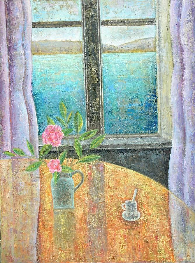 Flower Photograph - Still Life In Window With Camellia, 2012, Oil On Canvas by Ruth Addinall