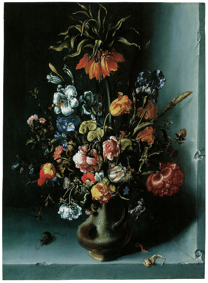 Rose Painting - Still Life of Flowers with a Fritillary by Jacob Woutersz Vosmaer