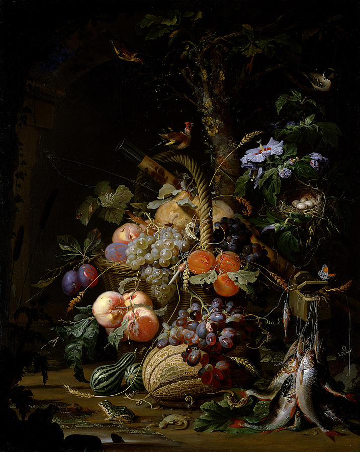 Fishing Rod Photograph - Still Life Of Fruit by Abraham Mignon