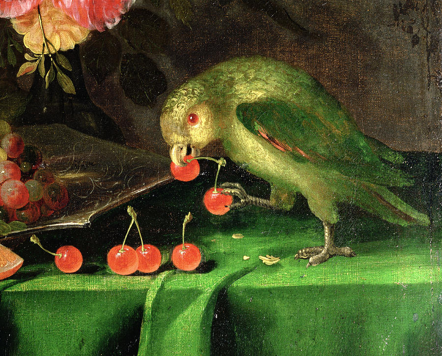 Bird Painting - Still Life Of Fruit And Flowers, Detail by Jan Davidsz. de Heem