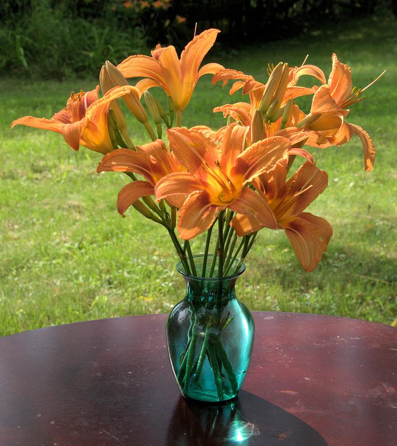Still Life Orange Day Lilies in a vase Photograph by Valerie Kirkwood