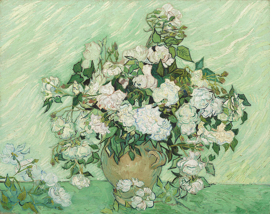 Vincent Van Gogh Painting - Still Life  Vase with Pink Roses by Celestial Images