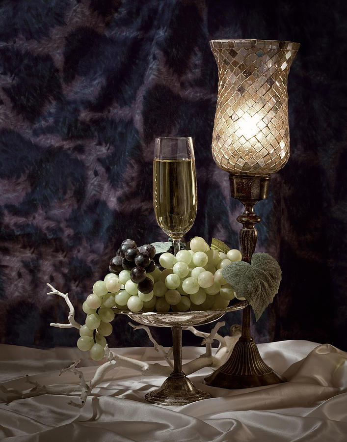 Wine Photograph - Still Life Wine with Grapes by Tom Mc Nemar