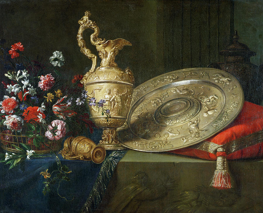 Still Life With A Gilded Ewer Painting by Meiffren Conte