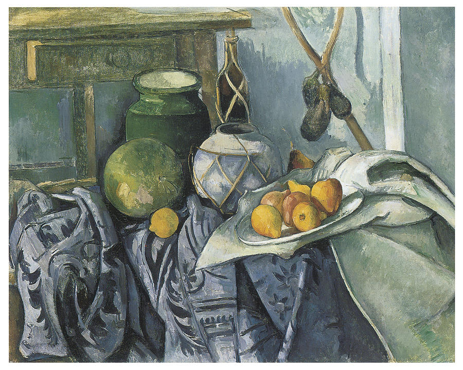 Paul Cezanne Painting - Still Life with a Ginger Jar and Eggplants by Paul Cezanne