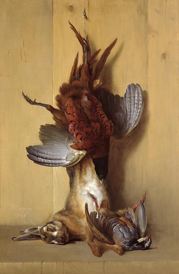 Rabbit Painting - Still Life With A Hare, A Pheasant And A Red Partridge by Jean-Baptiste Oudry