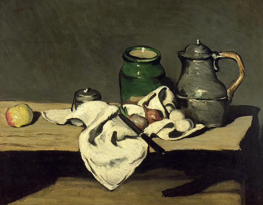 Still Life With A Kettle Painting by Paul Cezanne