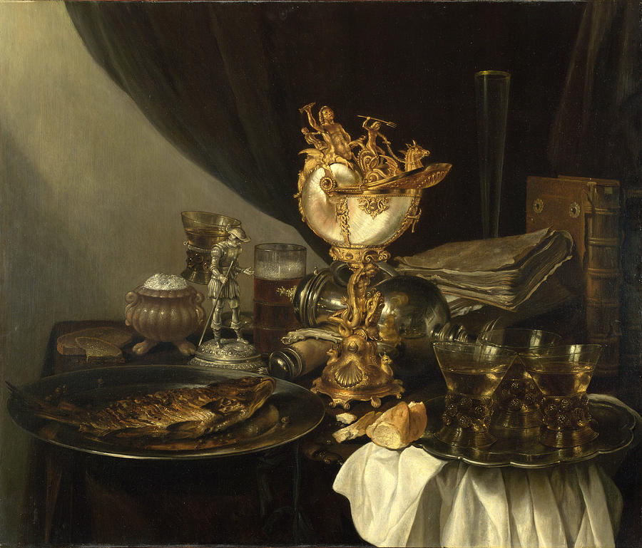 Still Life with a Nautilus Cup Painting by Gerrit Willemsz Heda
