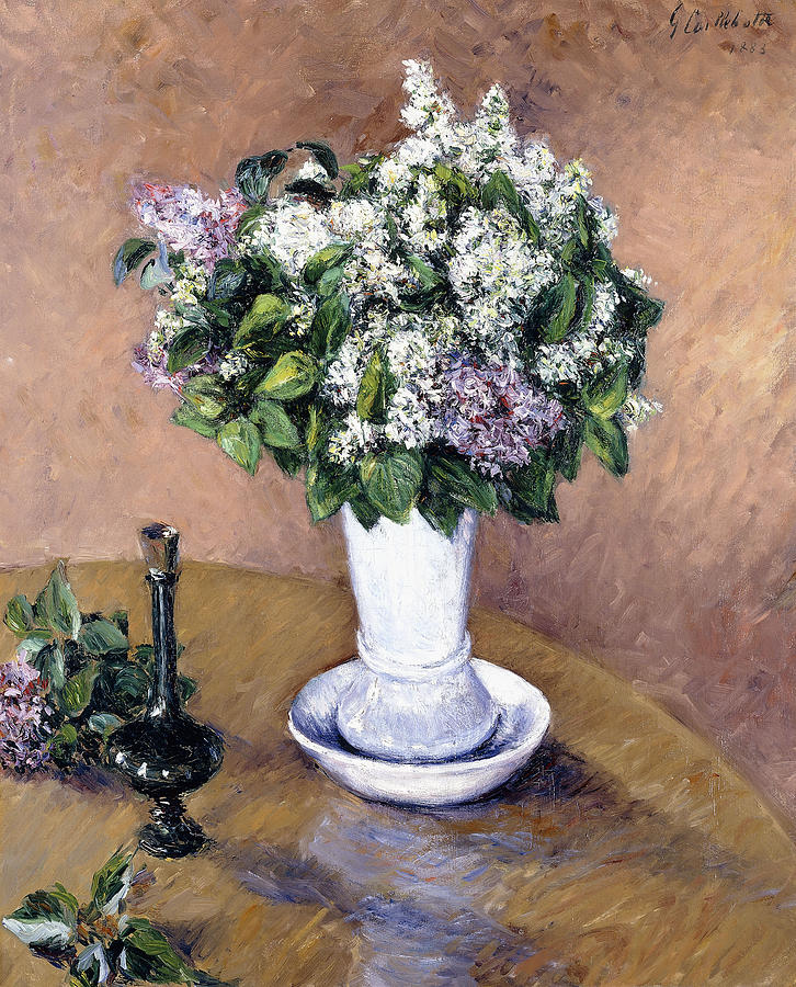 Still Life Painting - Still Life with a Vase of Lilac by Gustave Caillebotte
