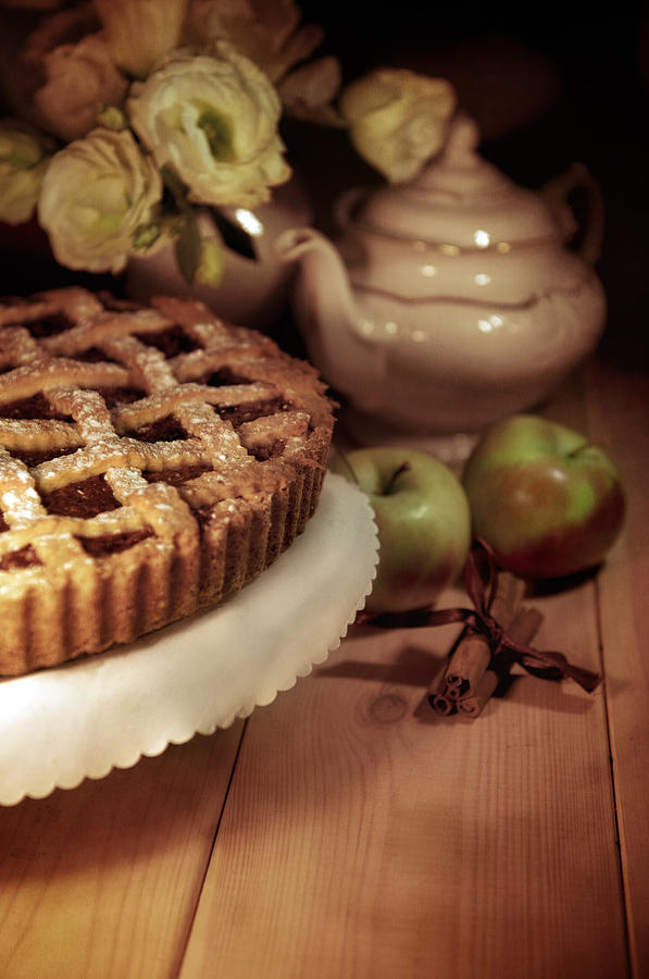 Apple Photograph - Still life with apple pie by Jaroslaw Blaminsky