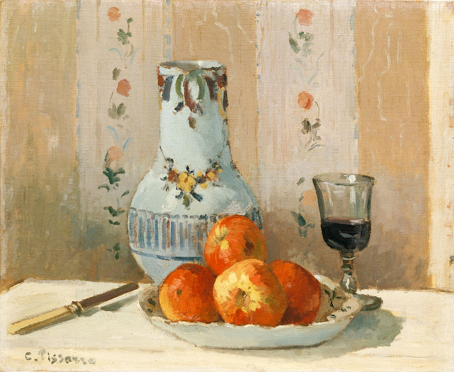 Camille Pissarro Painting - Still Life with Apples and Pitcher by Camille Pissarro
