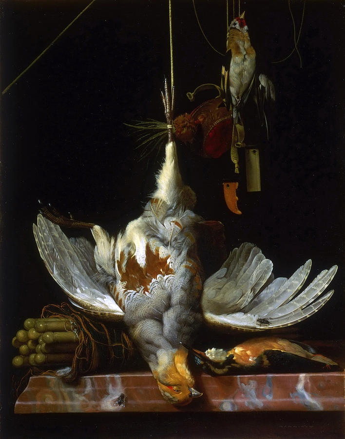 Still Life With Birds Painting by Hendrik de Fromantiou