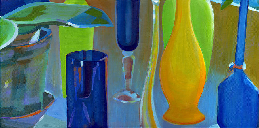 Still Life with Blue Green and Yellow  Painting by Tanya Filichkin