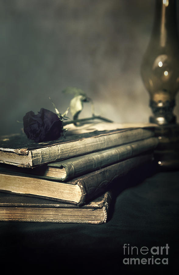 Still life with books and roses Photograph by Jaroslaw Blaminsky