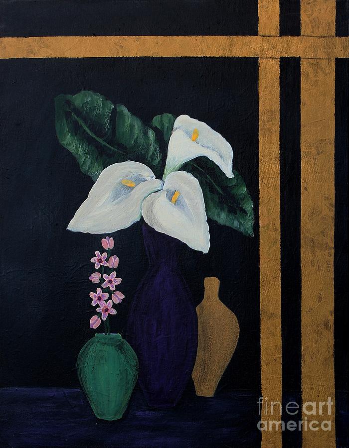 Still Life with Calla Lilies Painting by Barbara A Griffin