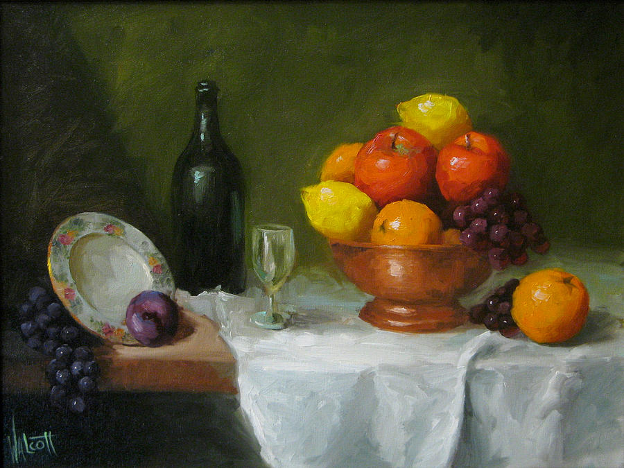 Still Life With Copper Fruit Bowl Painting by Jason Walcott