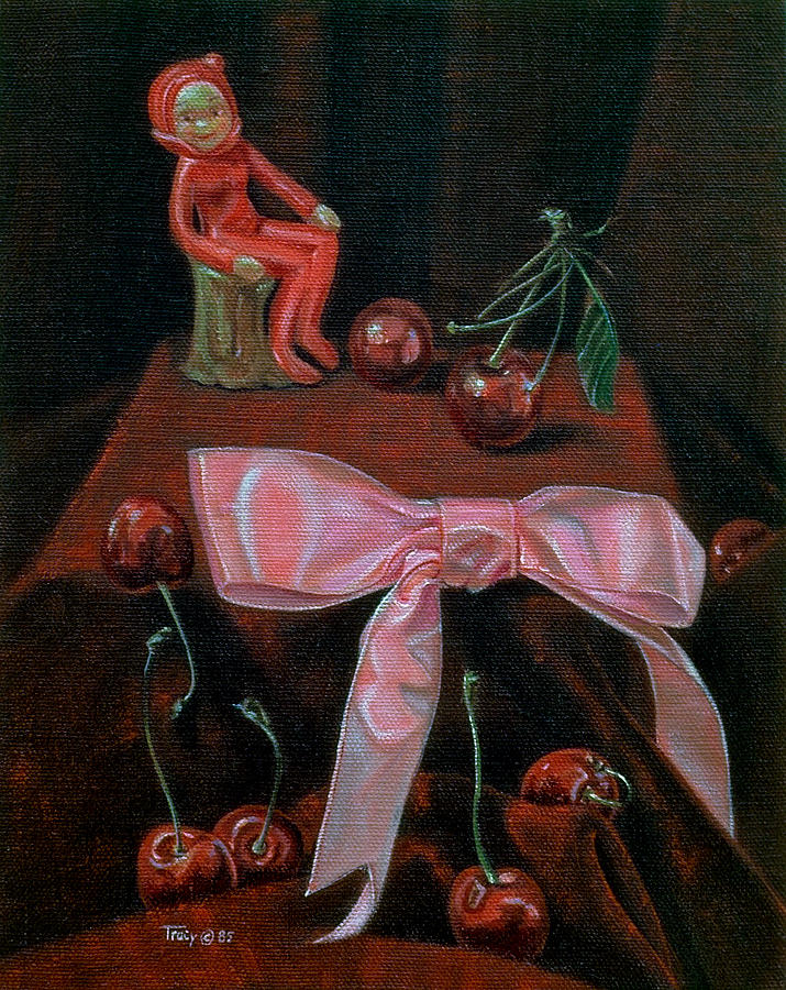 Still Life with Devil Figurine Painting by Robert Tracy