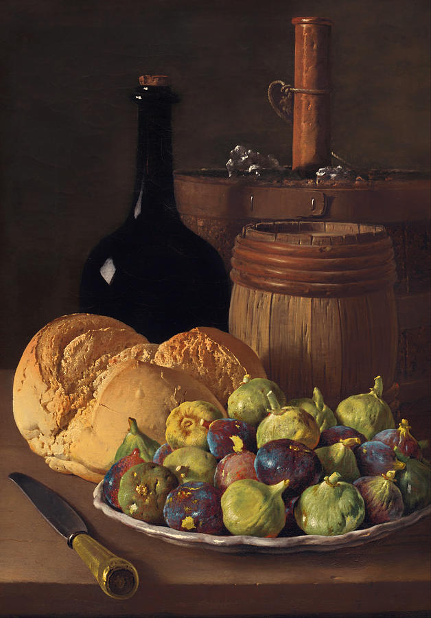Still Life with Figs and Bread Painting by Mountain Dreams
