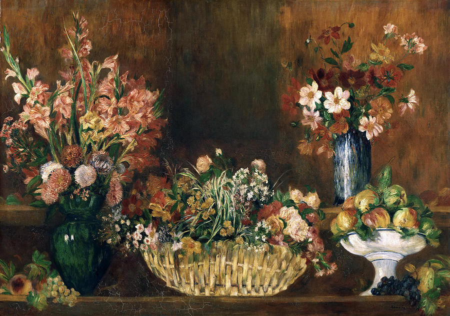 Still Life with Flowers and Fruit Painting by Pierre-Auguste Renoir